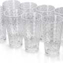 BPA-Free Plastic Tumblers 8 Pack (8x22oz) | Reusable Dishwasher Safe | Stackable Shatterproof Cups | Plastic Drinkware & Drinking Tumblers for Restaurant, Home, Party (Transparent)