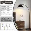 Black Arc Floor Lamp,70"Arch Floor Lamps for Living Room Modern Arched Floor Lamp Metal Curved Arc Floor Light with Black Marble Base Arch Standing Lamp for Offices Bedrooms,E26 Bulb,3 Light Color