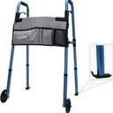 Folding Walkers for Seniors, Medical Walker 5'' Front Wheel Lightweight Walker with Storage Bag and Skis Glides Height Adjustable Aluminum Compact Standard Walker Blue