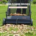 VEVOR Push Lawn Sweeper, 26 Inch Leaf & Grass Collector, Strong Rubber Wheels & Heavy Duty Thickened Steel Durable to Use with Large Capacity 7 ft Mesh Collection Bag, 4 Spinning Brushes