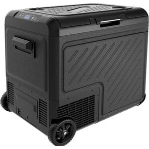 EUHOMY 12 Volt Refrigerator, 59QT Dual Zone Car Refrigerator, Electric Cooler 12/24V DC & 100-240V AC, Car Fridge -4~68, Portable Freezer with Wheels for Camping, Truck, Travel