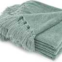 RECYCO Throw Blanket Soft Cozy Chenille Throw Blanket with Fringe Tassel for Couch Sofa Chair Bed Living Room Gift (Sage, 50'' x 60'')