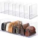 Purse Organizer for Closet, Adjustable Acrylic Clear Handbag Storage Organizers, Shelf Divider Bag Organizer for Small Closet, 2 Pack