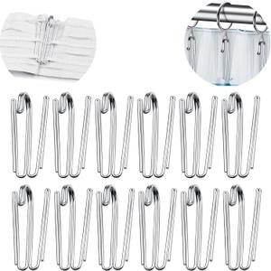 Metal Curtain Hooks Pinch Pleat Header Tape Pins Heavy Duty Deep Prong Hooks(30 Pack) (Style 1)