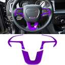 Steering Wheel Cover Trim Interior Accessories Decoration Kit for 2015-2024 Dodge Challenger Charger, for 2014-2024 Dodge Durango & Jeep Grand Cherokee SRT8 (Purple 3PCS)