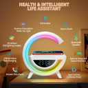 Smart Alarm Clock with Wireless Charging, 9.45" RGB Night Light Table Lamp, Bluetooth Speaker, Sound Machine, Sunrise Wake Up Light, Dimmable LED Lamp for Bedroom, Home Office, Dorm
