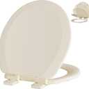 Angol Shiold Slow Close Wood Toilet Seat（Bone, Round 16.5''）