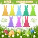 Yerliker 8 Pcs Easter Yard Signs with Stakes Outdoor Garden Bunny Lawn Signs Decorative Bunny Yard Stakes Rabbit Easter Decorations for Easter Hunt Game Home Spring Props Party Supply (Classic Style)