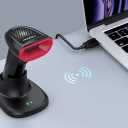 TEEMI TMSL-58CR 1D/2D Bluetooth Barcode Scanner with Smart USB Cradle | Easy Swap Replaceable Battery | Automatic Charging Base | Hands-Free Auto Sense Mode for Fast Scanning
