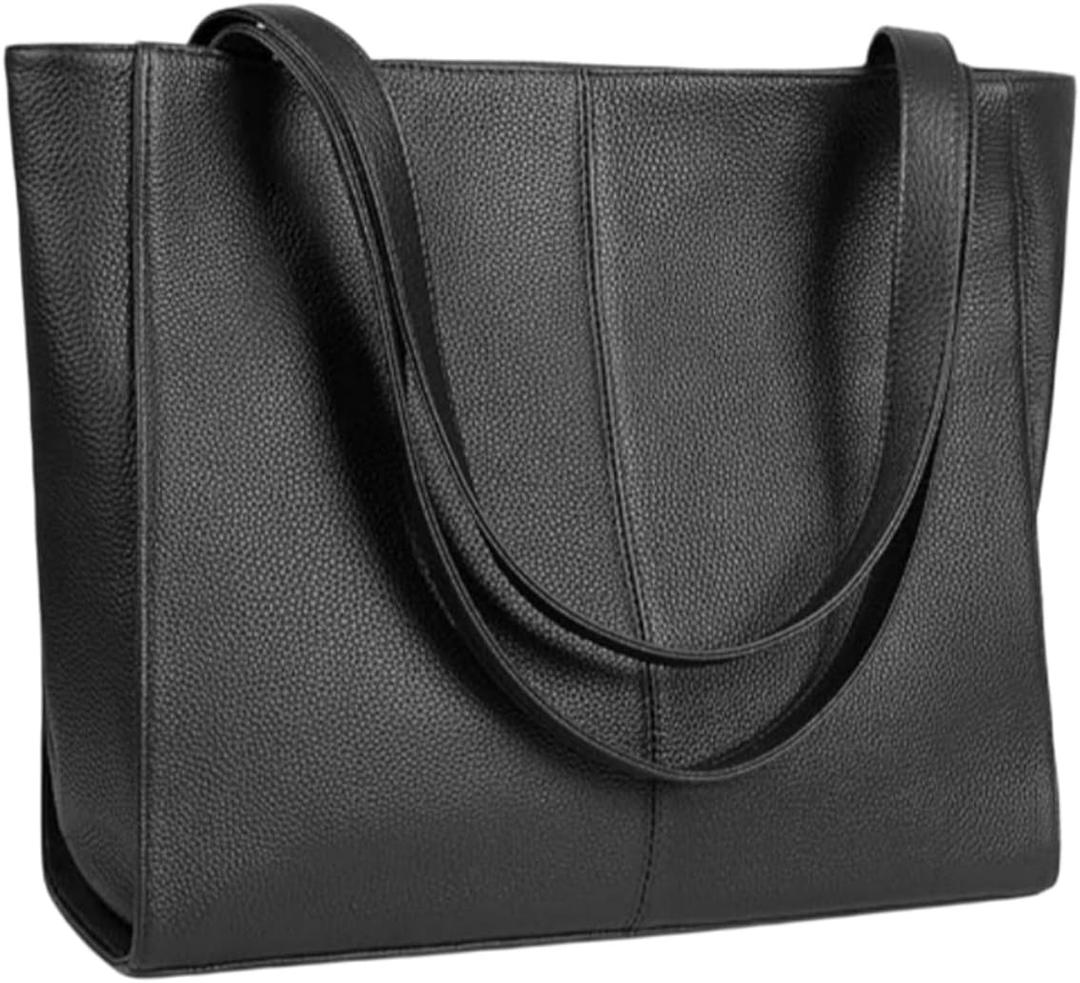 Women’s Leather Work Tote with 14" Laptop Sleeve, Large Business Handbag