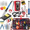 Soldering Iron Kit, 60W Soldering Iron Adjustable Temperature 30-in-1, 5 Solder Tips, Digital Multimeter, Solder Wire, Paste, Desoldering Pump, Tweezers for Electronics Hobby Enthusiast 120V US Plug