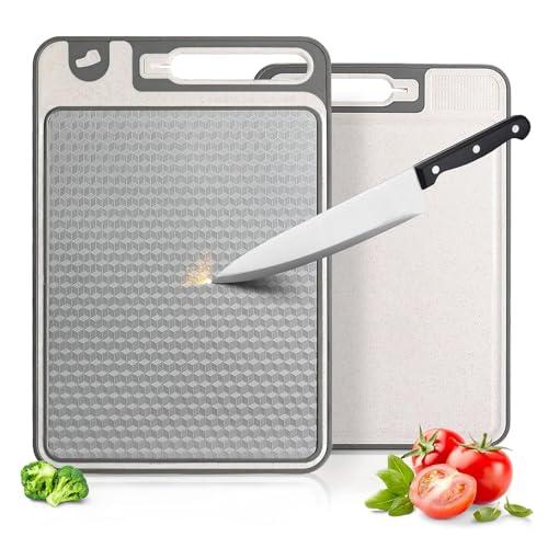 Stainless Steel Cutting Board, 14"x10" Cutting Boards for Kitchen, Dishwasher Safe, Scratch-Resistant with Juice Groove, Separate Sides for Meat and Vegetables ((Diamond Texture)
