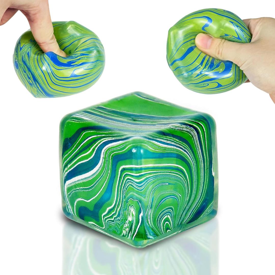 Squishy Fidget Toys Stress Cube, 1.97"*1.97" Stress Balls for Kids Adults Stress Relief, Ice Squishy Cube Sugar Balls, Sensory Toys for Kids with Autism an danxiety Disorder(Green)