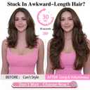 ALXNAN Long Wavy Layered Clip in Hair Extensions for Women, Synthetic Full Head Hairpieces 20 Inch Chocolate Brown