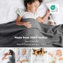 Bedsure GentleSoft 100% Cotton Large Throw Blanket for Couch 50x70 inches - Breathable and Lightweight, Soft Cozy Herringbone Woven Cotton Throw for Summer, Dark Grey Office Chair Blanket