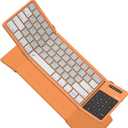 Nillkin Foldable Travel Keyboard with Touchpad & Number Pad, Bluetooth Wireless Portable Folding Full Size Keyboard with Trackpad for PC Laptop iPad Tablets Smartphone, Silicone Leather Cover, Orange