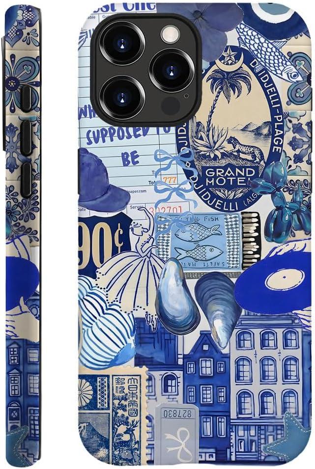 Compatible with iPhone 16 Pro Max,Durable & Shockproof Phone Case Cover Design - Blue Ocean Beachy Collage