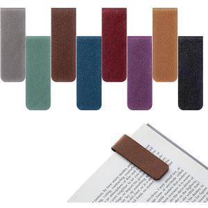 Trandraft 8 Pcs Leather Magnetic Bookmarks for Women Men Magnetic Bookmark Clip Handmade Textured Leather Bookmarks Reader Gift for Christmas Book Lovers Students Teachers Gifts(Classic Color)