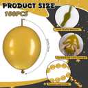 Link Balloons 6 Inch - 100 Pcs Quick Link Balloon Latex Linking Balloons Connected Linkable Balloon Birthday Wedding Party Decorations(Gold)