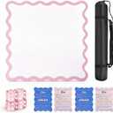 22in Scalloped Mahjong MatAnti Slip Noise Reduction Mahjong Accessoriemahjong Table MatMajiong Mat for TravelComes with 4 Dice and 1 Mahjong Mat Storage Bag,4 Mahjong Shuffle Cards (Pink)