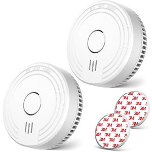 Ecoey Smoke Detector Fire Alarm with Photoelectric Technology, Fire Detector with Test Button and Low Battery Signal, Fire Alarm for Bedroom and Home, FJ136GB, 2 Pack 