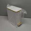 Cesun Small Bathroom Trash Can with Lid Soft Close, 5 Liter/1.3 Gallon Stainless Steel Garbage Can with Removable Inner Bucket, Step Pedal, Slim Waste Basket for Toilet, Office, Bedroom (White&Gold)