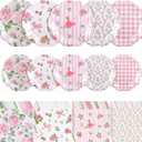 NatNarr 150 Pcs Floral Plates and Napkins, Pink and White Floral Tea Party Supplies Include Pink Floral Gingham Plates Napkins for Spring Garden Party, Bridal Baby Shower, Mothers Day