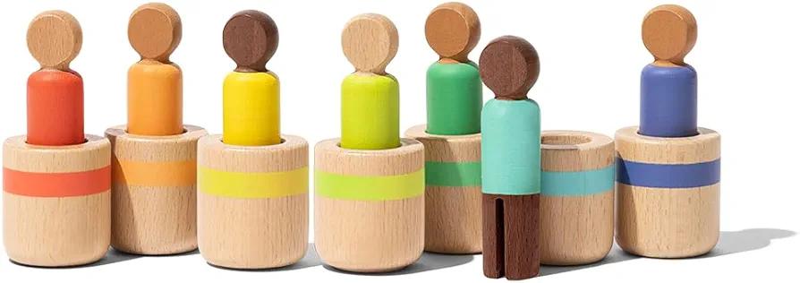 Lovevery Post & Play Peg People Baby Toy, 7 Wooden Peg Doll Practice Color Matching, Stacking, and Balancing, Ages 13 Months + Lovevery Post & Play Peg People Baby Toy, 7 Wooden Peg Doll Practice Color Matching, Stacking, and Balancing, Ages 13 Months +