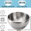 Youeon 3 Pack 28 Oz SUS304 Brushed Stainless Steel Bowls, Double Wall Insulated Bowls, Stainless Steel Soup Bowl for Cereal, Ice Cream, Noodle, 6 Inch Bowl Set for Serving, Dishwasher Safe