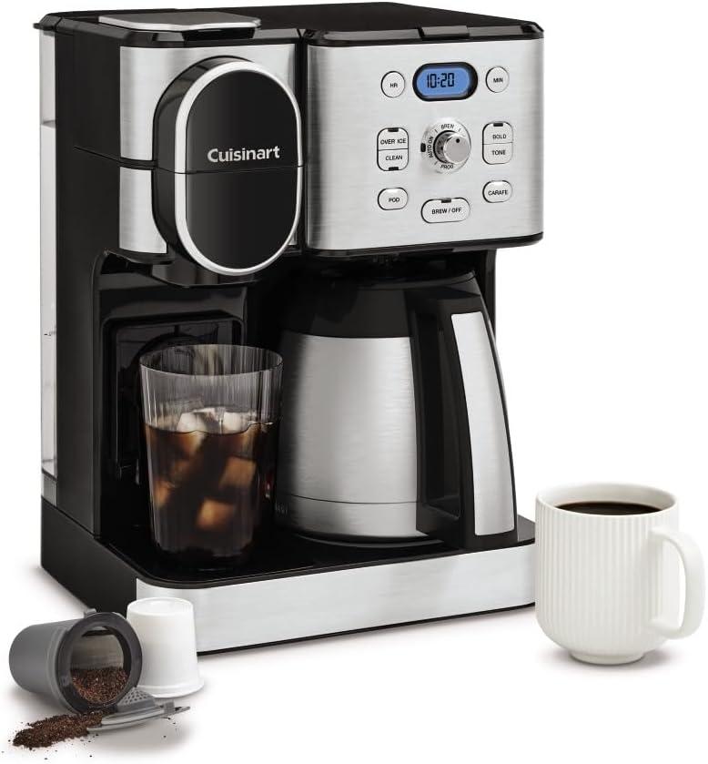 Cuisinart 12-Cup Coffee Maker, Single-Serve Brewer Glass Carafe, Automatic Hot & Iced Coffee Machine, Brew Strength Control and Pause, SS-16, Stainless Steel
