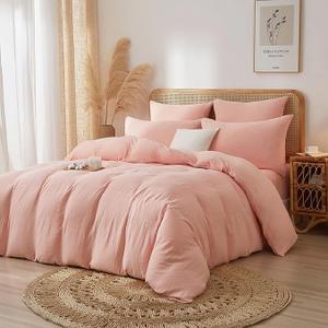 Full/Queen 92 x 92 in Duvet Cover - Extra Soft and Breathable Luxury Sheets, 100% Long Staple Combed Organic Cotton, Pink