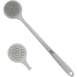 Bendable Long Handled Silicone Body Brush & Hair Scrubber - Bath Shower Back Brush, Shampoo Hair & Scalp Massager, Back Scrubber for Shower (Light Gray)