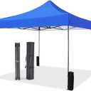 NEWBULIG 10x10 FT Pop Up Canopy Tent, Heavy Duty Outdoor Sun Shade Shelter with Sand Bags, Portable Instant Canopy for Camping, Beach, Backyard, Patio, Classic Blue