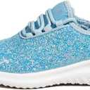 K KIP WOK Girls Glitter Sneakers Sparkle Slip On Walking Shoes for Kids/Children Breathable Running Sneakers (7 Toddler, Ice Blue)