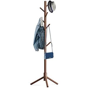 Hupmad Wooden Tree Coat Rack Stand,Sturdy Freestanding Coat Rack with 8 Hooks,3 Adjustable Height for Child Adult,Wood Coat Stand Tree Fits Entryway Bedroom Office for Bags,Hats