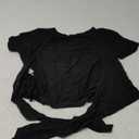 Trendy XU Summer Short Sleeve V-Neck Open Front Cardigan Solid Cropped Tie-up Shawl Small