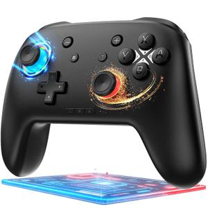 Switch Controller, Wireless Bluetooth Controller for Nintendo Switch 2/Switch/Lite/OLED, game controllers Compatible with iPhone/Mac/iPad/iOS/Android/Phone/PC/Steam and TV with Rotary Motors, RGB Hall Effect Joysticks/Macro Back Buttons/Turbo Modes/6-Axis/Motion/Wake up