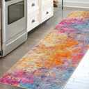 Lahome Modern Abstract Runner Rugs with Rubber Backing - 2x8 Colorful Rug Runners for Hallways Non Slip Washable Carpet Runner, Rainbow Soft Non Skid Indoor Long Runner for Bedroom Kitchen
