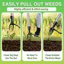 Weed Puller Detachable Stand Up Weed Puller Tool Long Handle with 4-Claw Stainless Steel Head & Removable 4-Section Pole Garden Hand Weeding Tools - Stand up and Weed Effortlessly