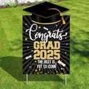 KatchOn, Congrats Grad Yard Sign - 16x10 Inches | Black and Gold Class of 2025 Congrats Yard Sign | Graduation Party Decoration | Congrats Grad Lawn Signs for Graduation Decorations 2025