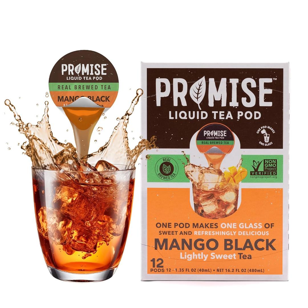 Promise Tea by Java House - Cold-Brewed Tea Concentrate Pods - Ethically Sourced - Mango Black Lightly Sweet Tea - Pack of 12 (64.8 Fl Oz (Pack of 1))