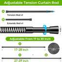 2 Pack Spring Tension Rods 26-39 InchesBlack No Drill Adjustable Spring Loaded Curtain Rod Expandable Tension Rod Small Short Tension Curtain Rod for Windows,Kitchen,Doorway,Bathroom,Cupboard Bars