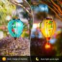 Large Hot Air Balloon Solar Lantern with Flame | Handmade Glass, Waterproof Outdoor Lanterns, Decor for Patio, Garden, Porch