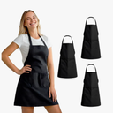 3 Pack Kitchen Cooking Aprons with 2 pockets, Aprons for Women/Man/Chef with Pockets,Aprons Kitchen Craftsmanship Black