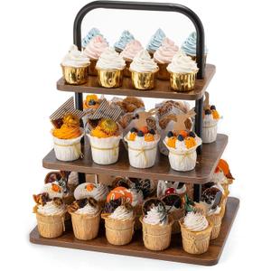 Aminigram Wooden Cupcake Stand, 3 Tier Large Cupcake Tower Stand 50 Cupcakes, Dessert Tiered Tray Stand for Party, Wedding, Birthday, Halloween, Farmhouse Decor
