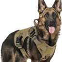 rabbitgoo Tactical Dog Harness for Large, Heavy Duty Pet Harness with Handle, No-Pull Service Vest Large Breed, Adjustable Military Dog Vest for Training Hunting Walking, Brown, L