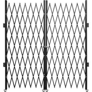 VEVOR Double Folding Security Gate, 6-1/2' H x 12' W Folding Door Gate, Steel Accordion Security Gate, Flexible Expanding Security Gate, 360 Rolling Barricade Gate, Scissor Gate or Door with Keys