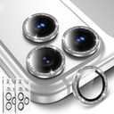 PandaShield 2-Pack Anti-Reflection Camera Lens Protector for iPhone 17/16/15 Pro & Pro Max, Easy Installation,9H Hardness, 98% Ultra Clarity, Maintains Original Lens Design - Glitter Silver