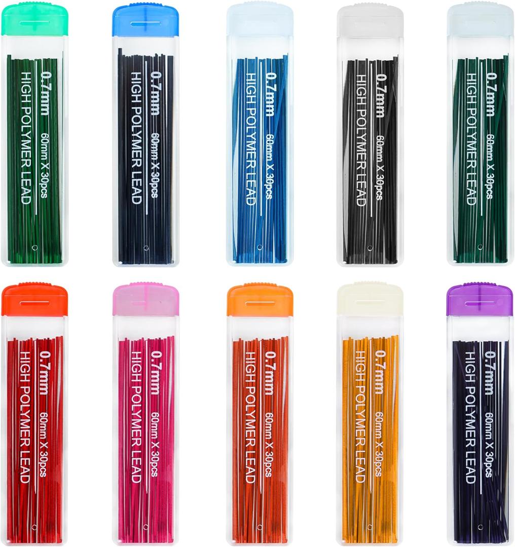 10 Color Lead Refills 300 Pieces Pencil Lead Refill Colored Mechanical Pencil Lead Refills for Home Offices, 0.7 mm HB
