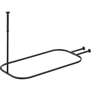 PrettyHome Shower Curtain Rod Hoop Square Shape Bathroom Heavy Duty No Rust Oval Shower Rod 58.3"x24" for Clawfoot Tub,for Free Standing Tubs Black